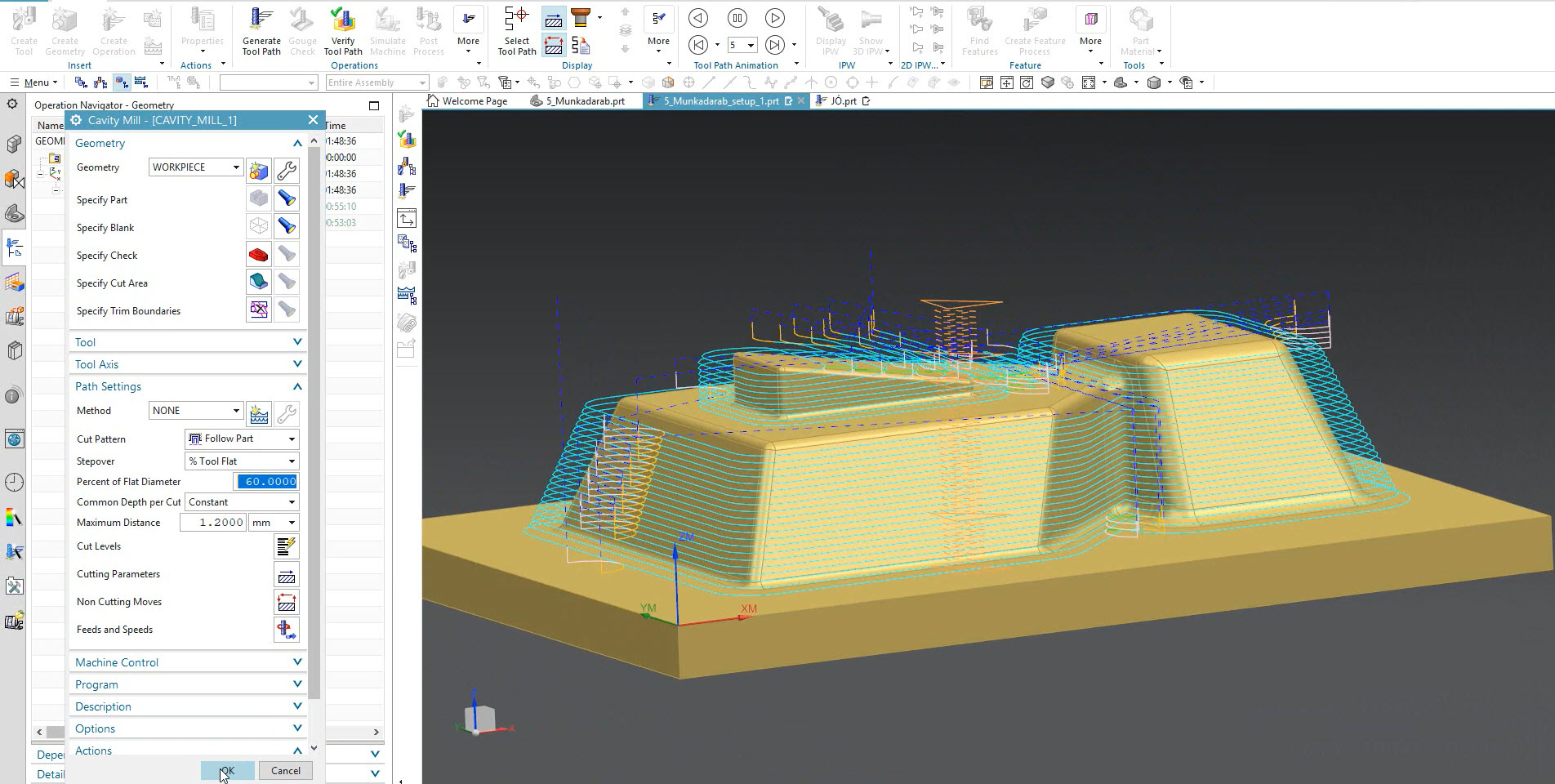 Nagyolás alap beállításai (Cavity mill)