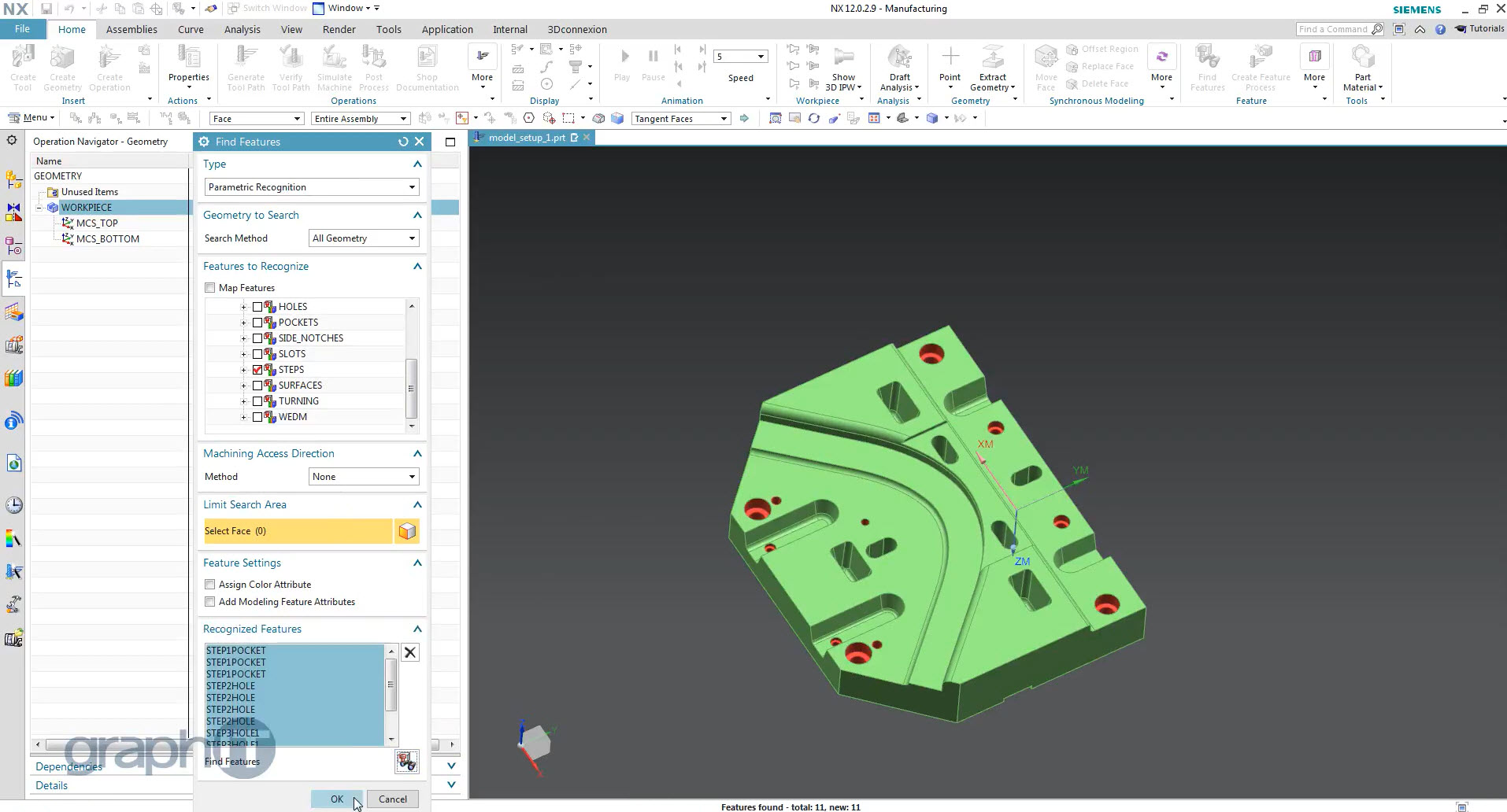 Két irányból megmunkált furatok elkészítése FBM segítségével